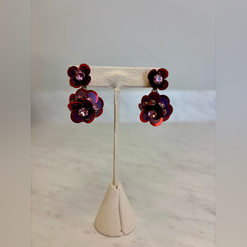 *LIKE NEW!* The Oprah Collection for Talbots Red Floral Drop Post Earrings